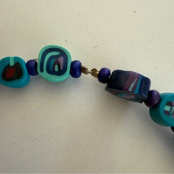 Clay Beaded Necklace- Long strand- Handmade- Clay beads - Picture 4 of 7